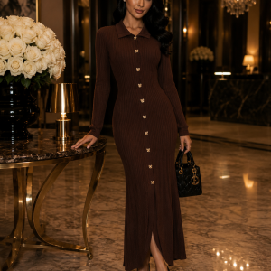 Chocolate Brown Knit Dress