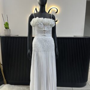 Noni White Pleated Dress
