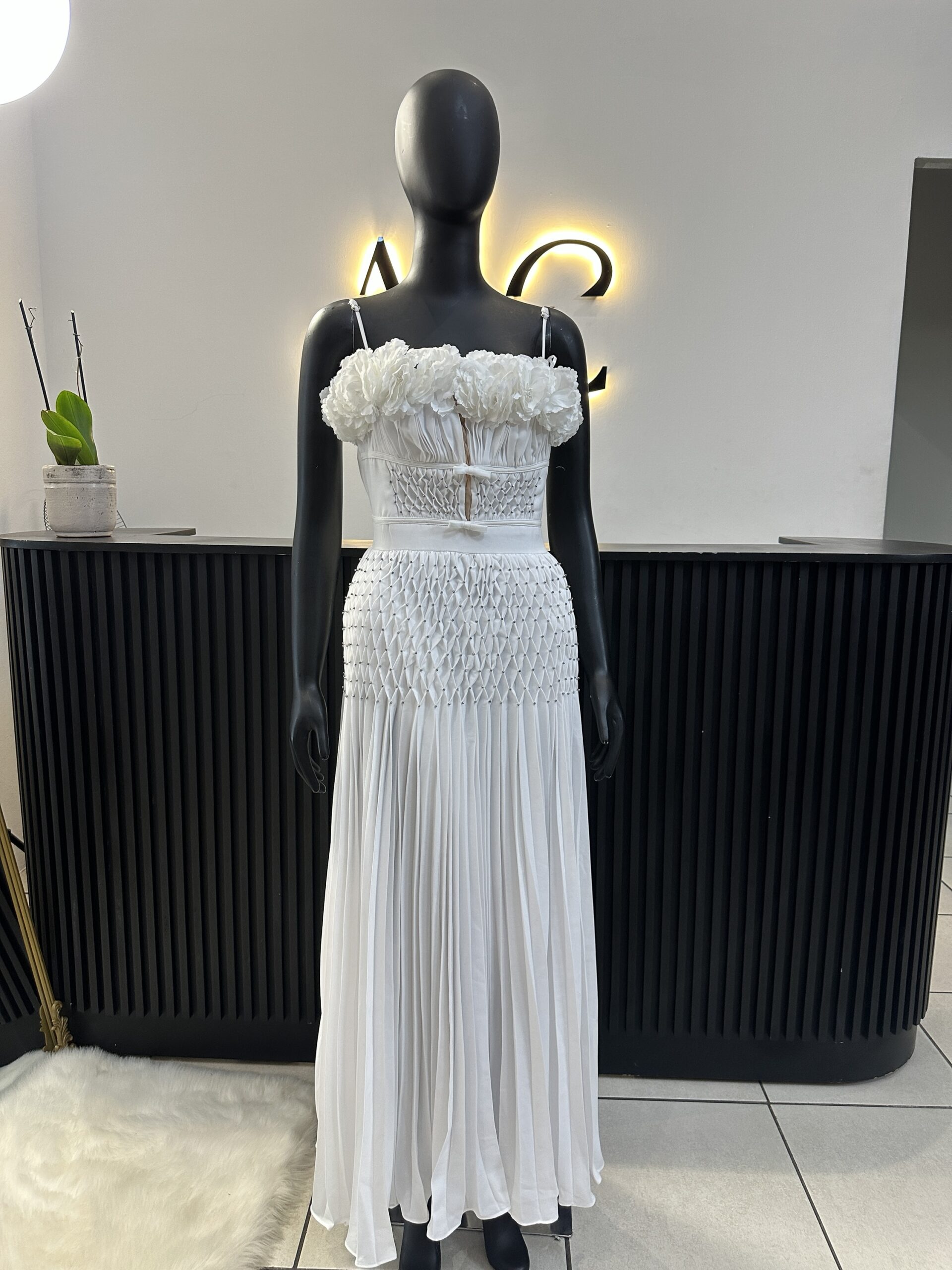 Noni White Pleated Dress
