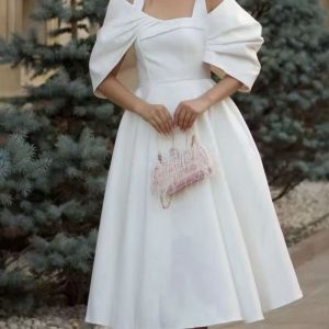 Kaye White Off-Shoulder Bow Sleeve Midi Dress
