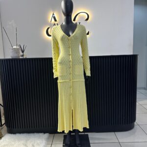Yellow Buttoned Knit Dress