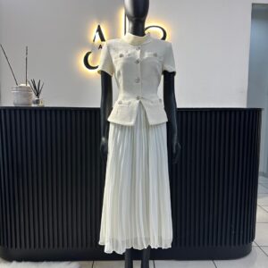 Elegant White Tweed Dress