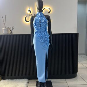 Baby Blue Floral Bandage Dress