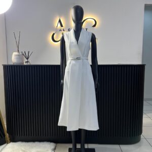 Cassy White Satin Dress