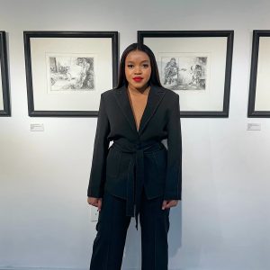 Relo Black Belted Tailored Pantsuit Set