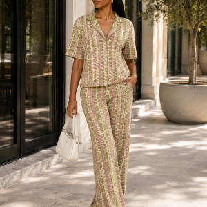 Sonia Green & Pink Printed Knit Co-Ord Set
