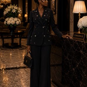 Black Diamante Suit Set