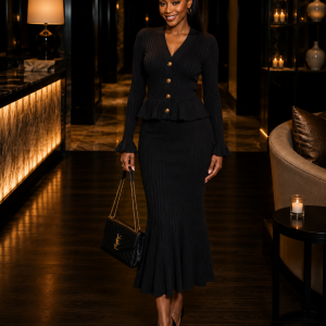 Nadia Black Knit Dress