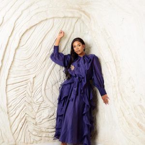 Yolanda Royal Purple Ruffle Maxi Dress