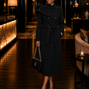 Luxe Black Belted Winter  Coat