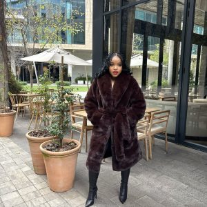 Chocolate Royale Luxe Faux Fur Coat