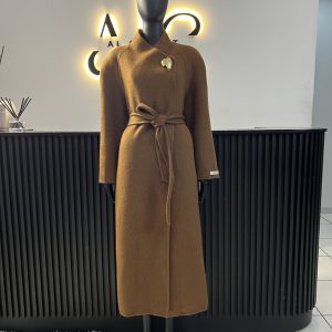 Brown Wool Coat With Gold Button