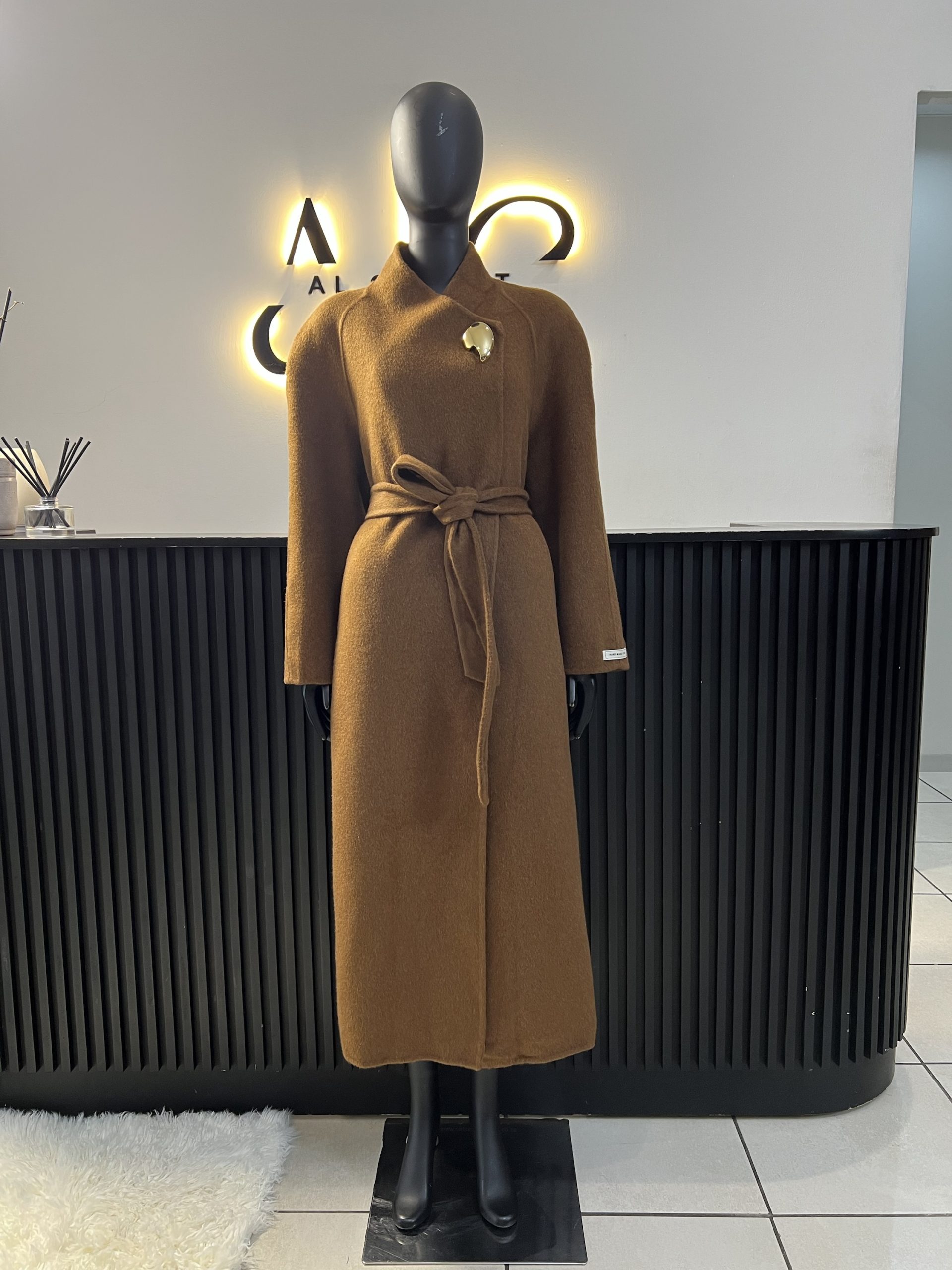 Brown Wool Coat With Gold Button