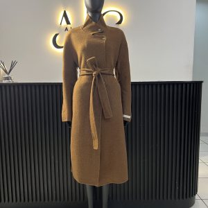 Camel High Collar Wool Coat