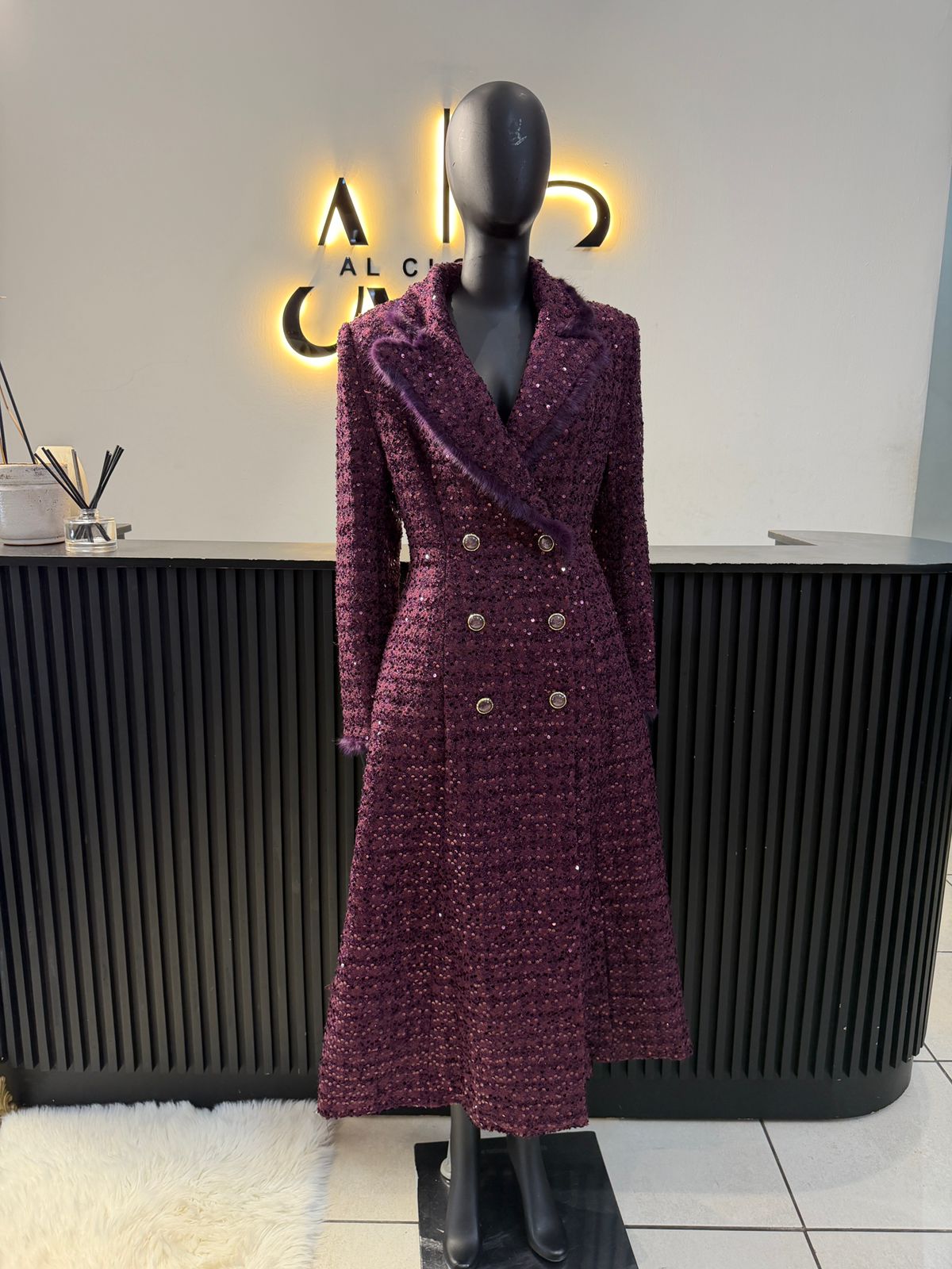 Bordeaux Duchess Tweed Coat Dress
