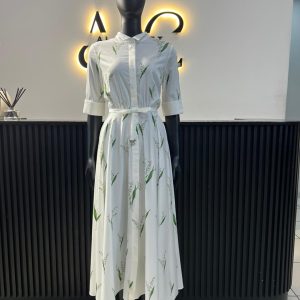 Leaf Print Maxi Dress