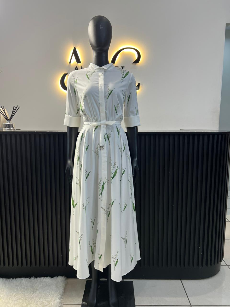 Leaf Print Maxi Dress