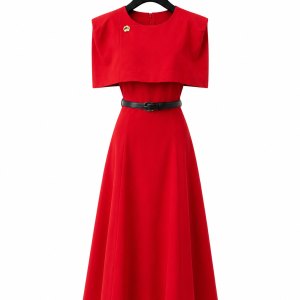 Red Cape Midi Dress