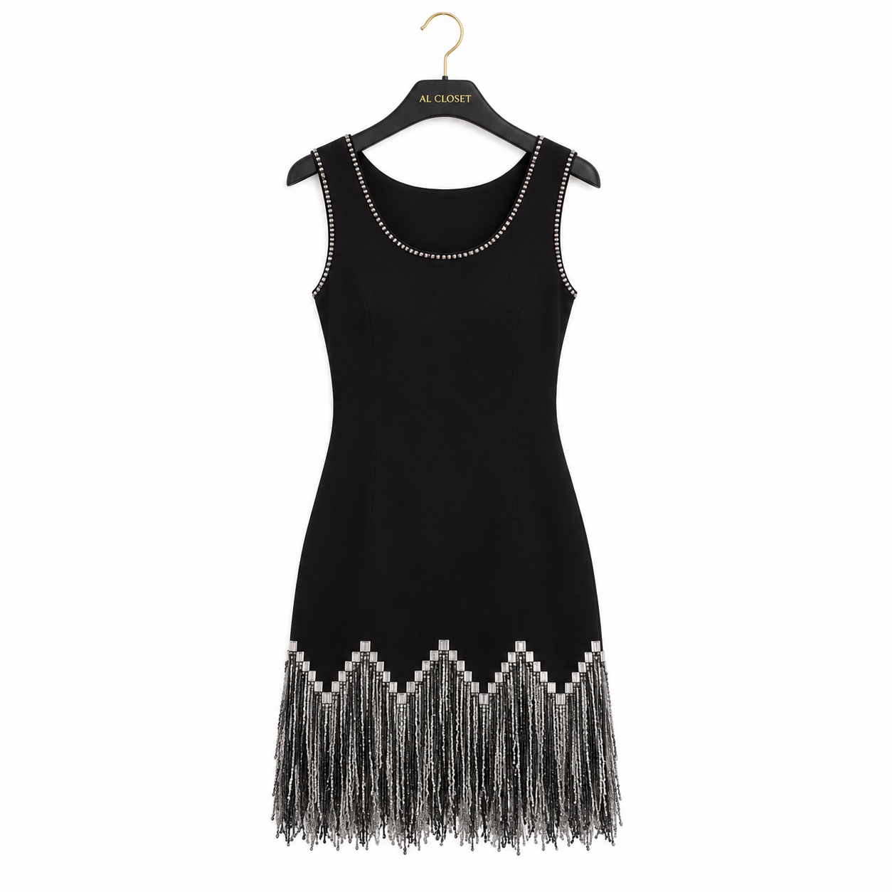 Black Fringe Knit Dress