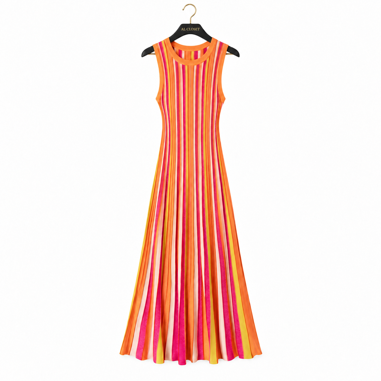 Sunset Orange And Pink Striped Dress